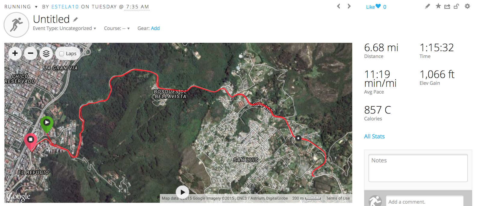 Running at 9369 ft of altitud. La Calera. Bogota Colombia.